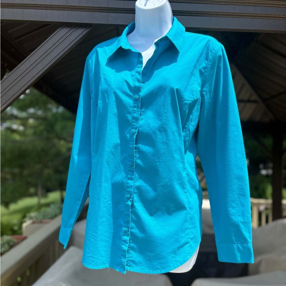 Worthington Turquoise Button-Down Shirt, Size: 14